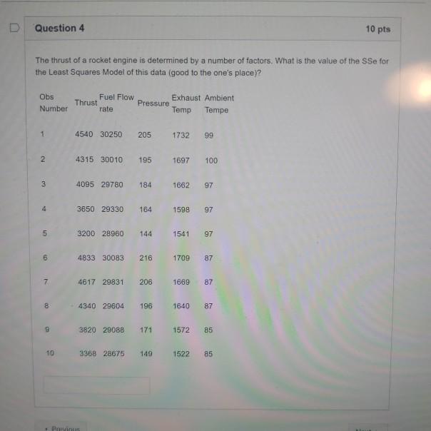 Solved Question 4 10 pts The thrust of a rocket engine is | Chegg.com
