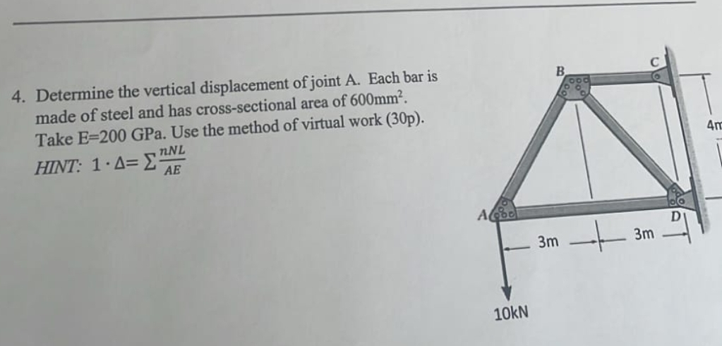 Solved Determine the vertical displacement of joint A. ﻿Each | Chegg.com