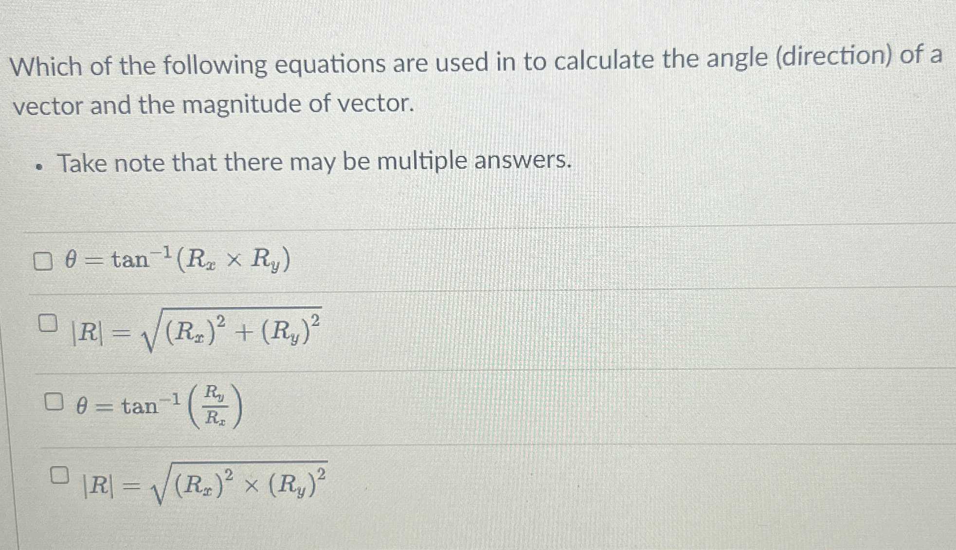 Solved Which of the following equations are used in to | Chegg.com