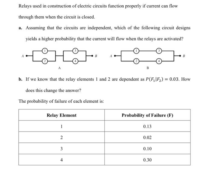 Solved Relays used in construction of electric circuits | Chegg.com