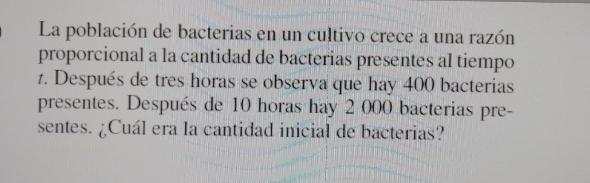 Solved La Poblacin De Bacterias En Un Cultivo C