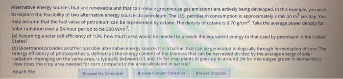 Solved Alternative energy sources that are renewable and | Chegg.com