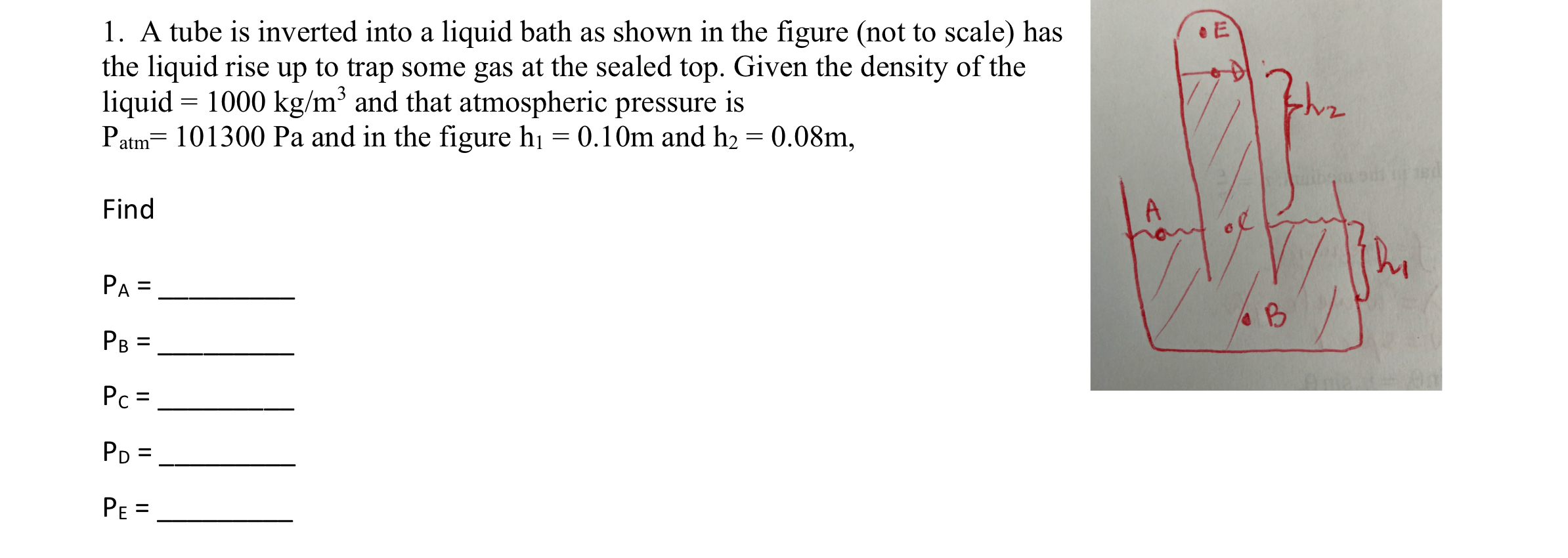 Solved A tube is inverted into a liquid bath as shown in the