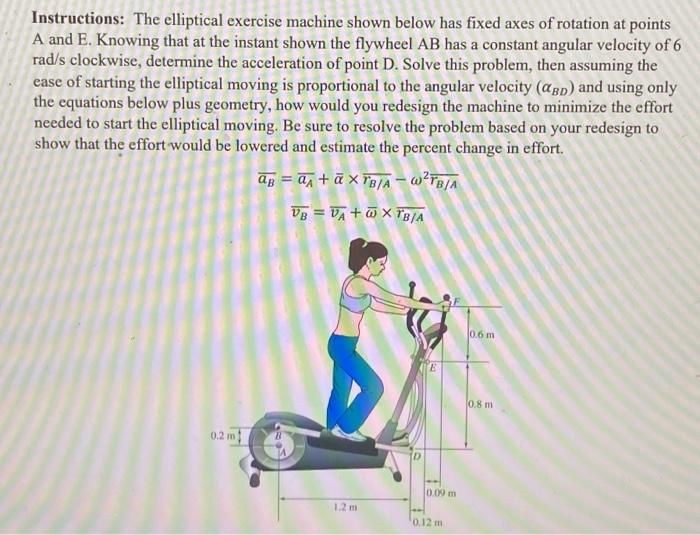 Solved Instructions: The elliptical exercise machine shown | Chegg.com