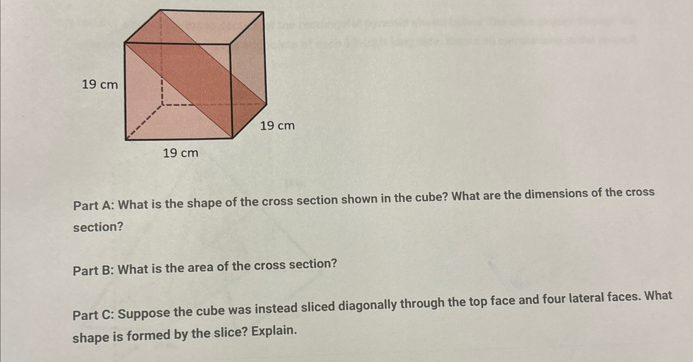 what shape will the horizontal cross section of a cube be
