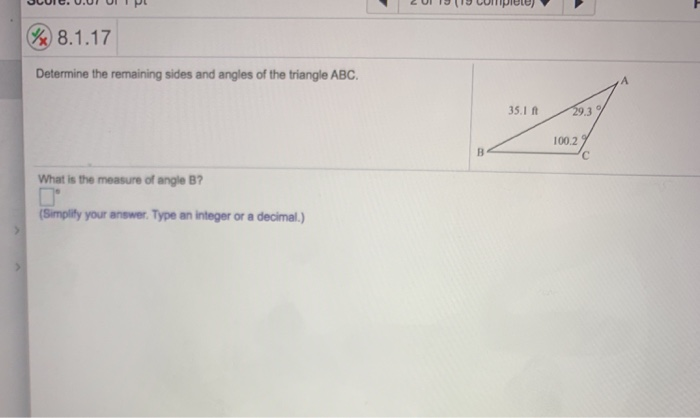 Solved X 8.1.17 Determine The Remaining Sides And Angles Of | Chegg.com