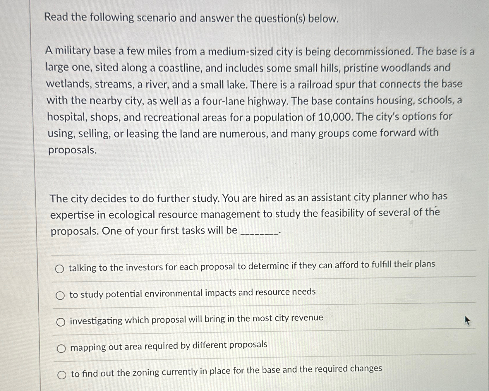 Solved Read the following scenario and answer the | Chegg.com