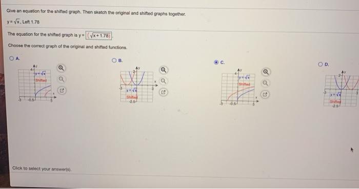 Solved Give an equation for the shifted graph. Then sketch | Chegg.com