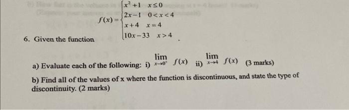 Solved 6. Given the function | Chegg.com