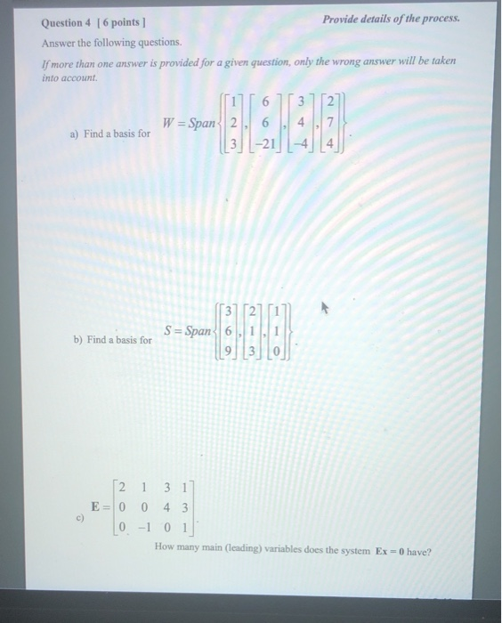 Solved Question 4 [6 points] Provide details of the process. | Chegg.com