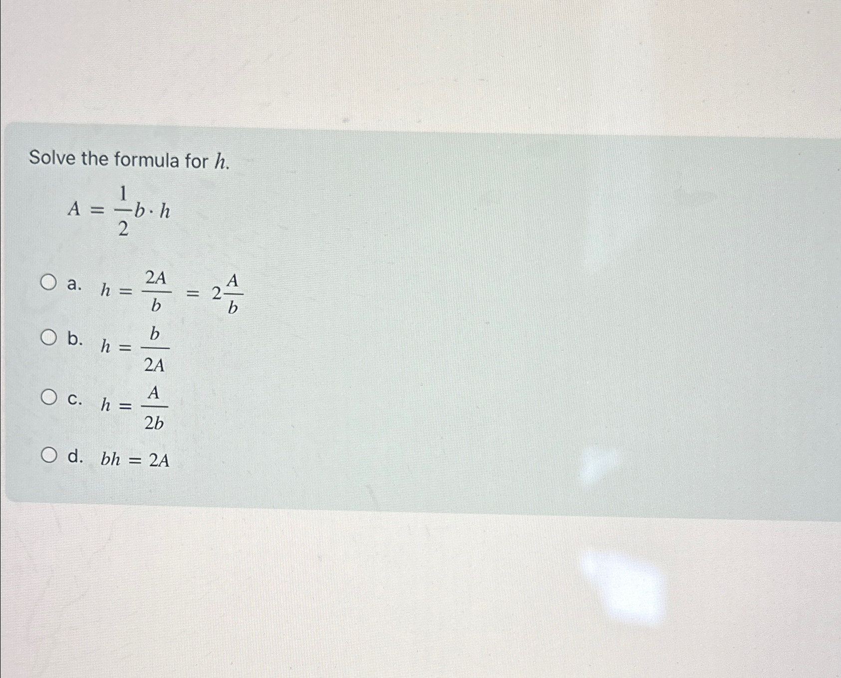 Solved Solve the formula for | Chegg.com