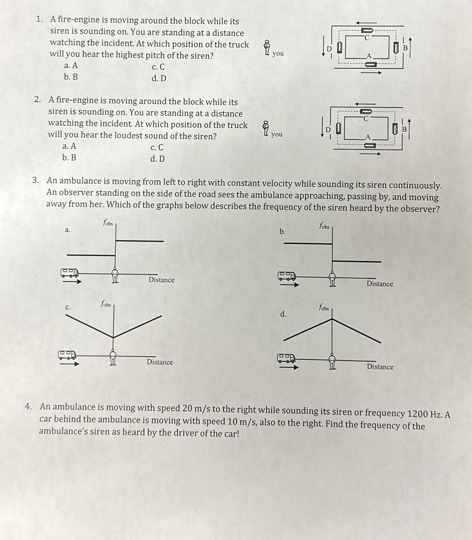 A fireengine is moving around the block while its