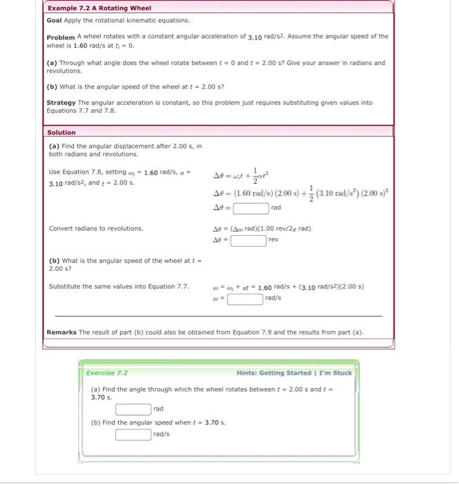 Solved Example 7.2 A Rotating Wheel Goal Apply the | Chegg.com