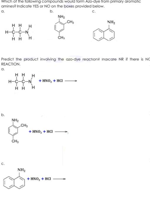 Solved Which of the following compounds would form Azo-dye | Chegg.com