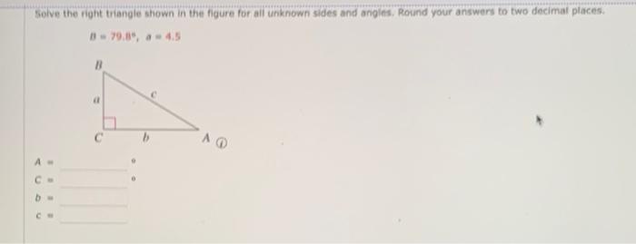 Solved solve the right triangle shown in the figure for all | Chegg.com