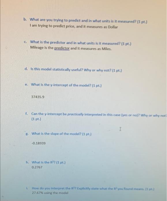 Solved Part 1. Run a simple linear regression of your | Chegg.com