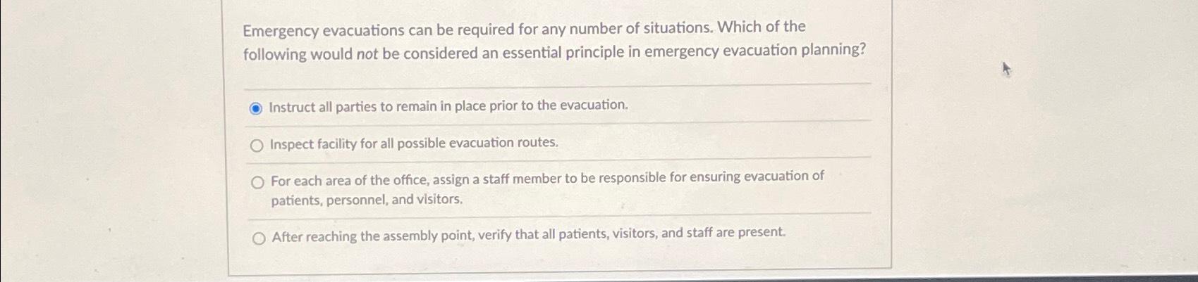 Solved Emergency evacuations can be required for any number | Chegg.com