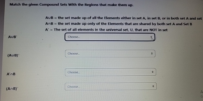 Compound Set Split Solved Match the given Compound Sets With the Regions that | Chegg.com