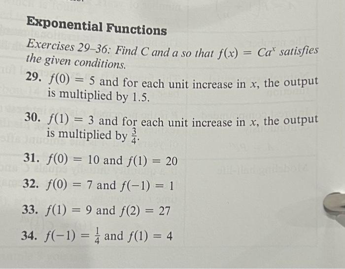 Solved Exponential Functions Exercises 29-36: Find C and a | Chegg.com