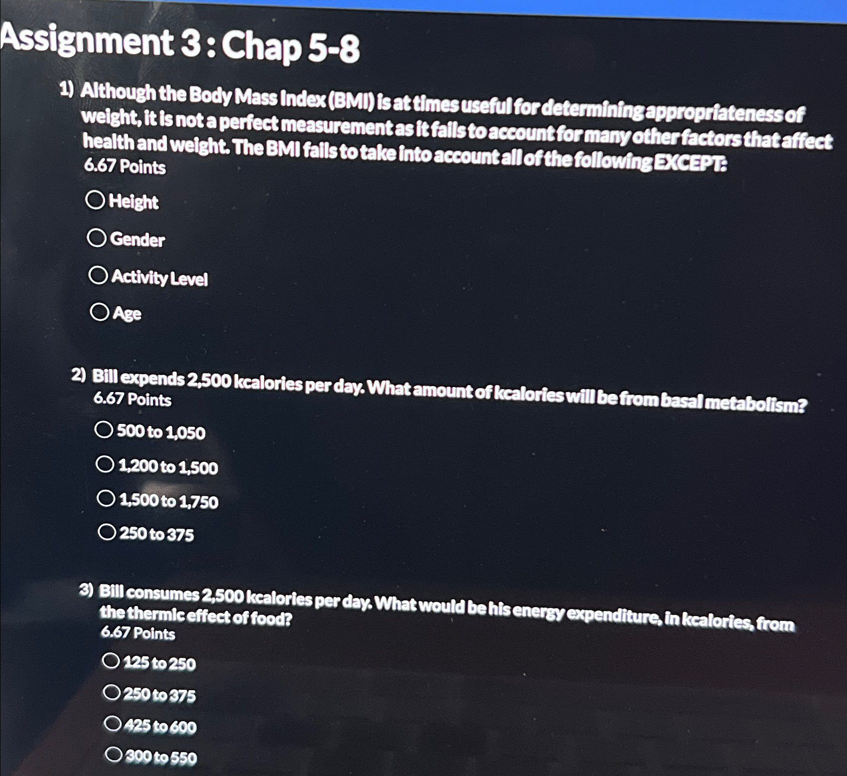 Solved Assignment 3: Chap 5-8Although The Body Mass Index | Chegg.com