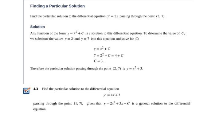 Solved Finding a Particular Solution Find the particular | Chegg.com