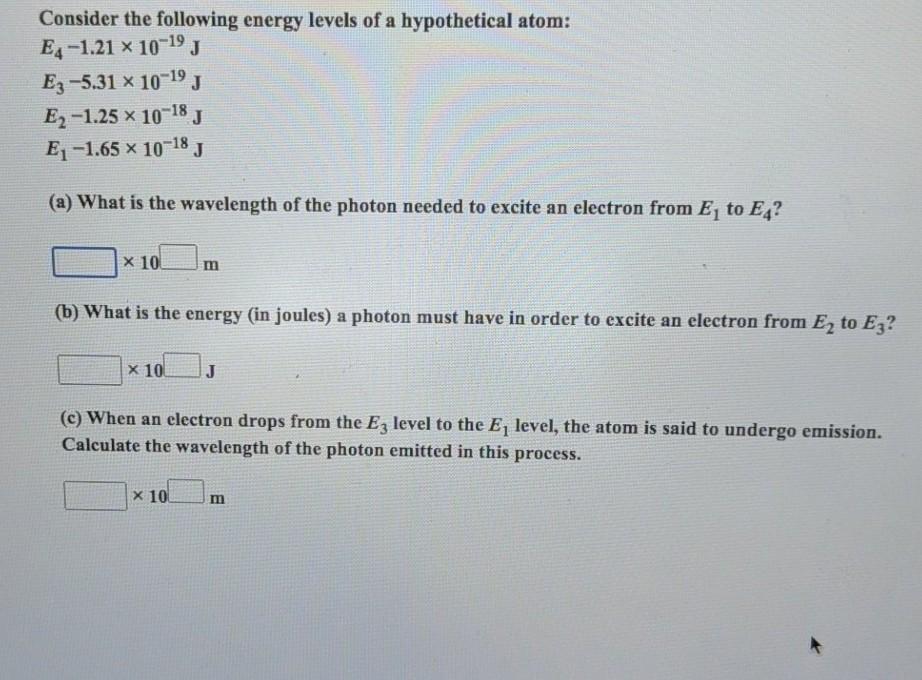Solved Consider the following energy levels of a | Chegg.com