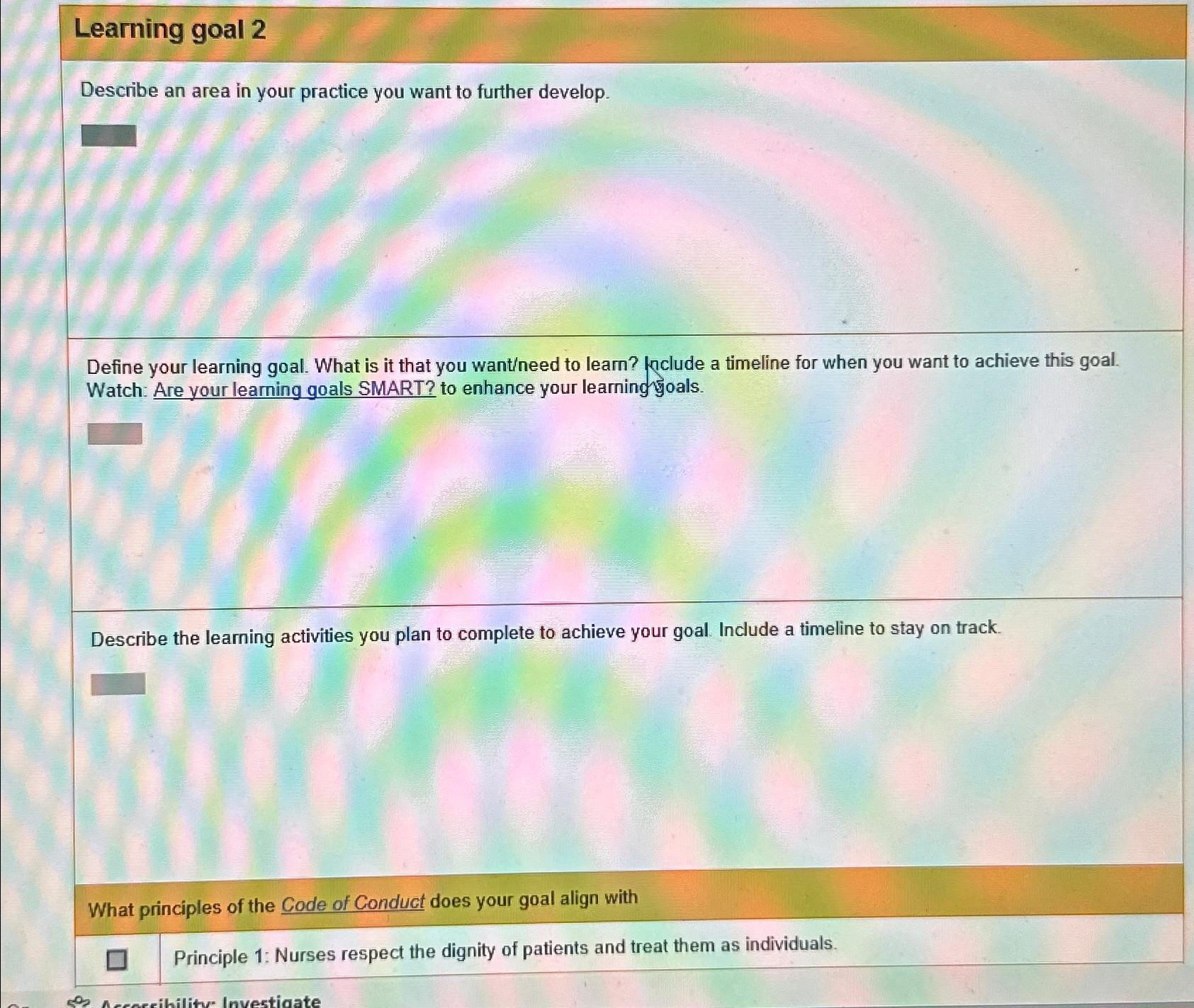 Solved Learning goal 2Describe an area in your practice you | Chegg.com