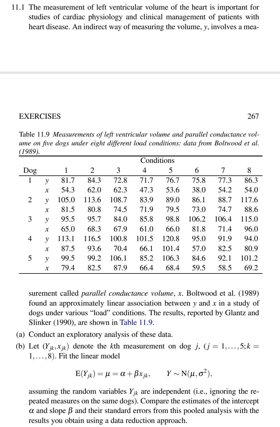 11.1 The measurement of left ventricular volume of | Chegg.com