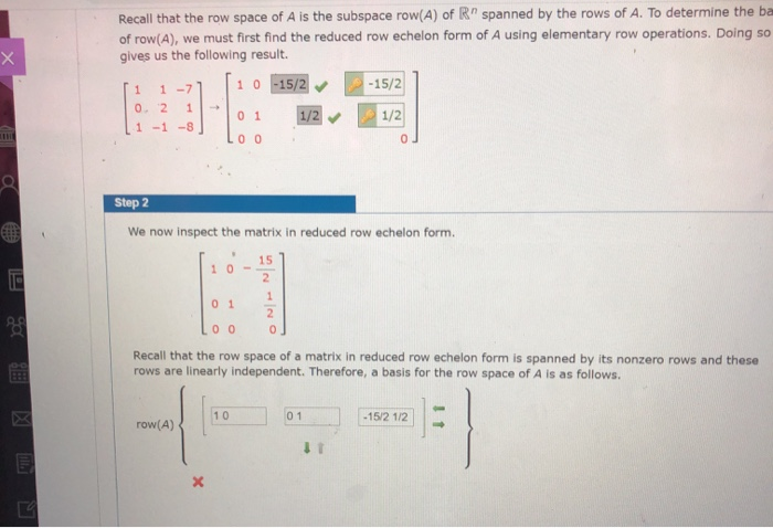 Solved Recall that the row space of A is the subspace row A