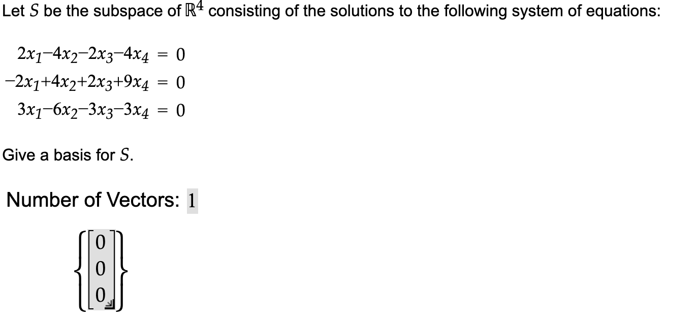 Solved Number of Vectors: 1{[000y]} | Chegg.com