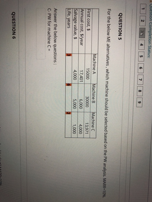 Solved Question Completion Status: 2 5 6 7 00 9 QUESTION 5 | Chegg.com