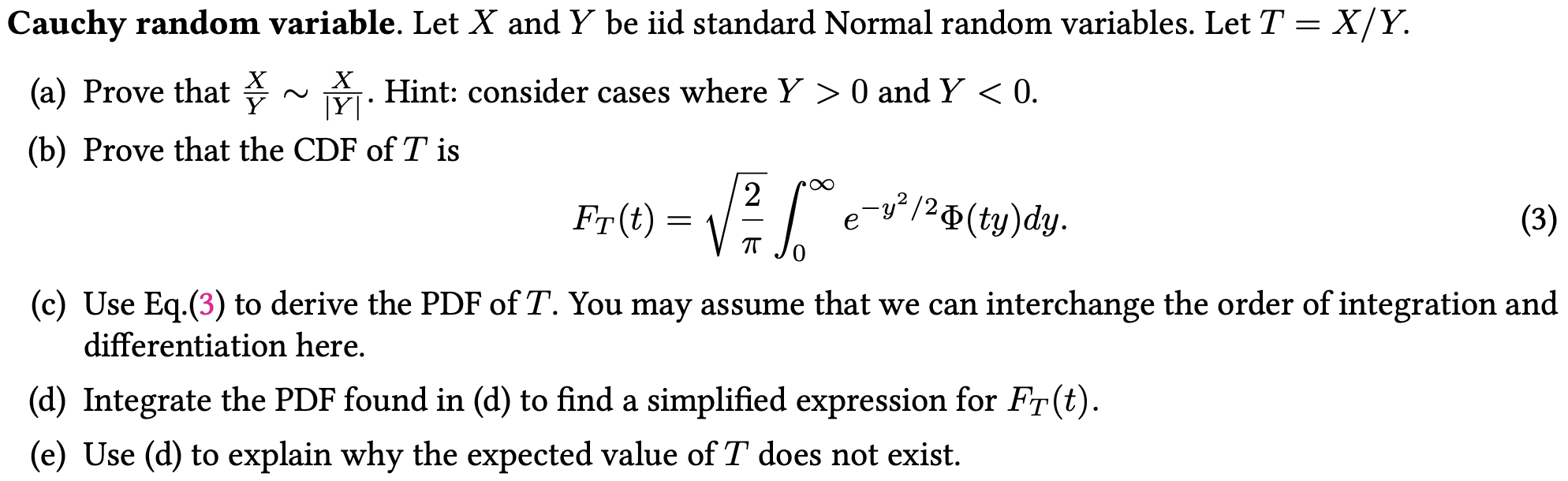 Solved cauchy random variable let x and y be iid standard chegg