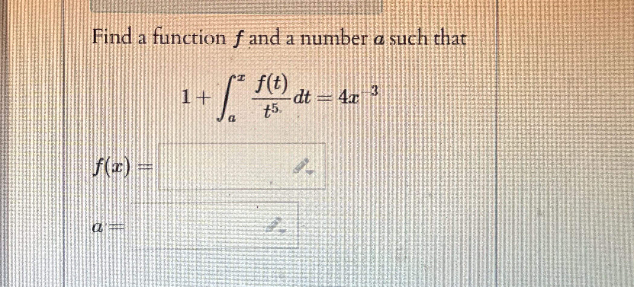 Solved Find a function f ﻿and a number a such | Chegg.com