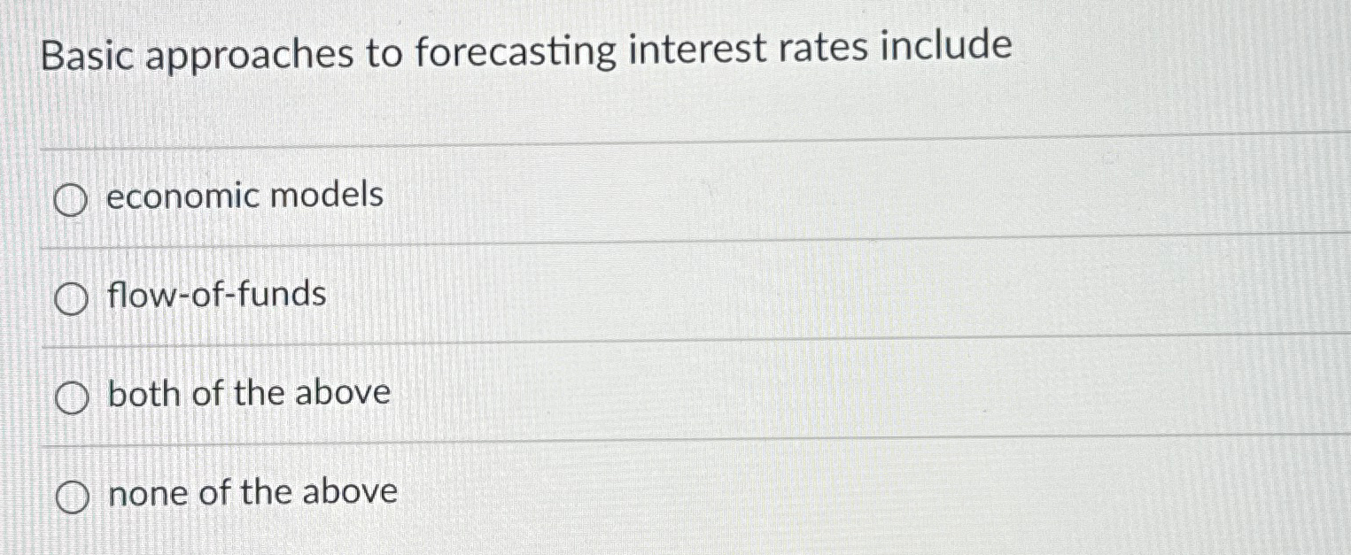 Solved Basic approaches to forecasting interest rates | Chegg.com