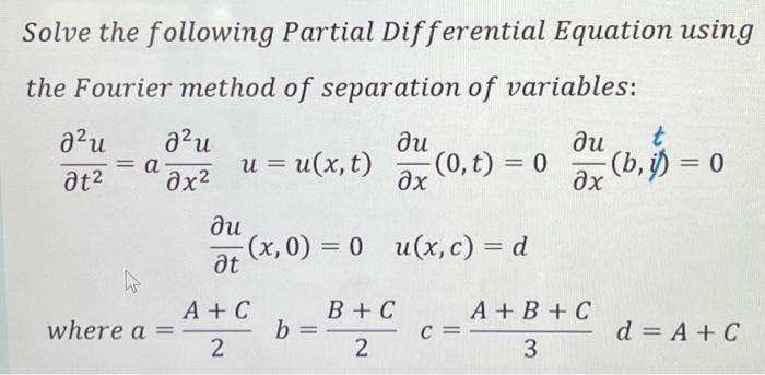 Solved Solve the following Partial Differential Equation | Chegg.com