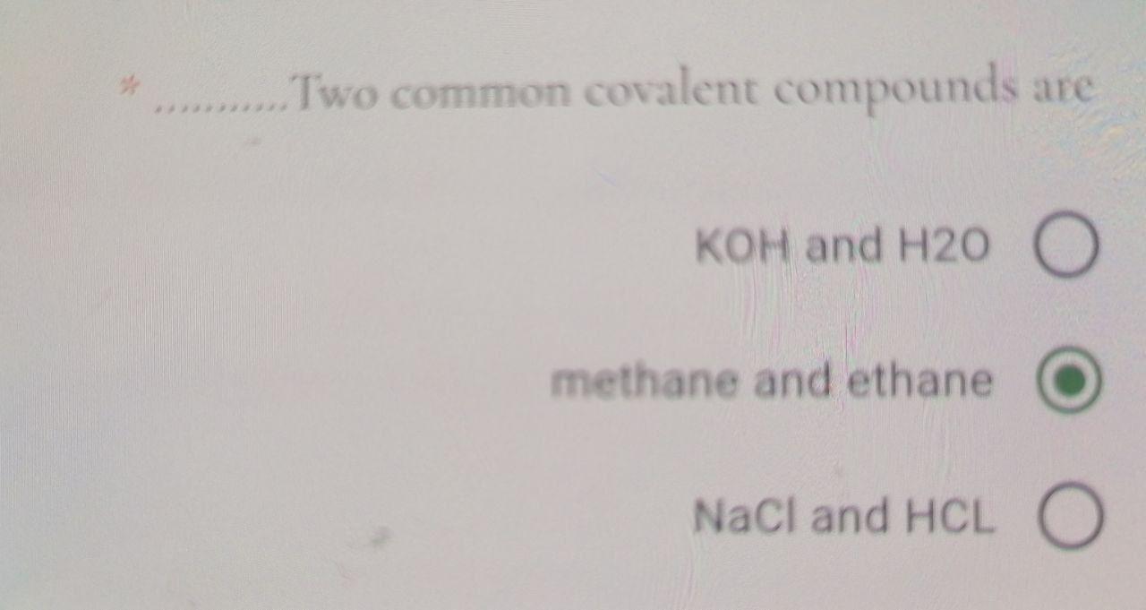 Solved Two common covalent compounds are KOH and H20 O