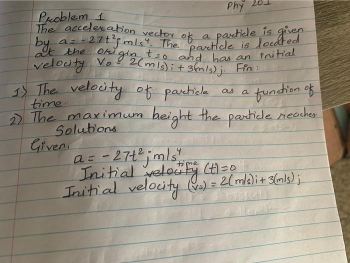 Solved Phy 201 aus a Problem 1 The acceleration vector of a | Chegg.com