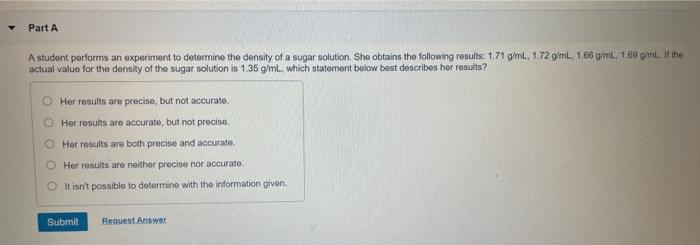 Solved Part A A student performs an experiment to determine | Chegg.com