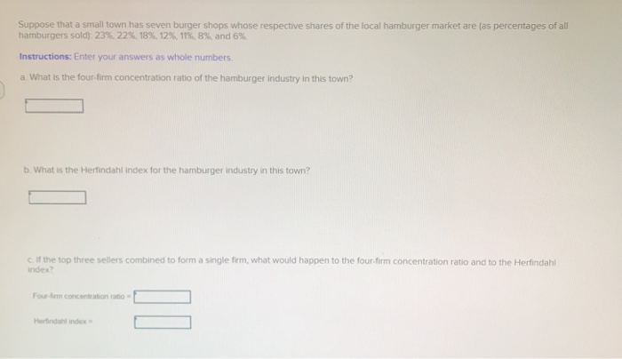 Solved Suppose that a small town has seven burger shops | Chegg.com