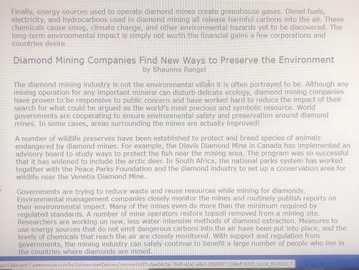 essay on diamond mining harmful to the environment