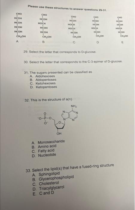 Solved Ploase Use These Structures To Answer Questions | Chegg.com