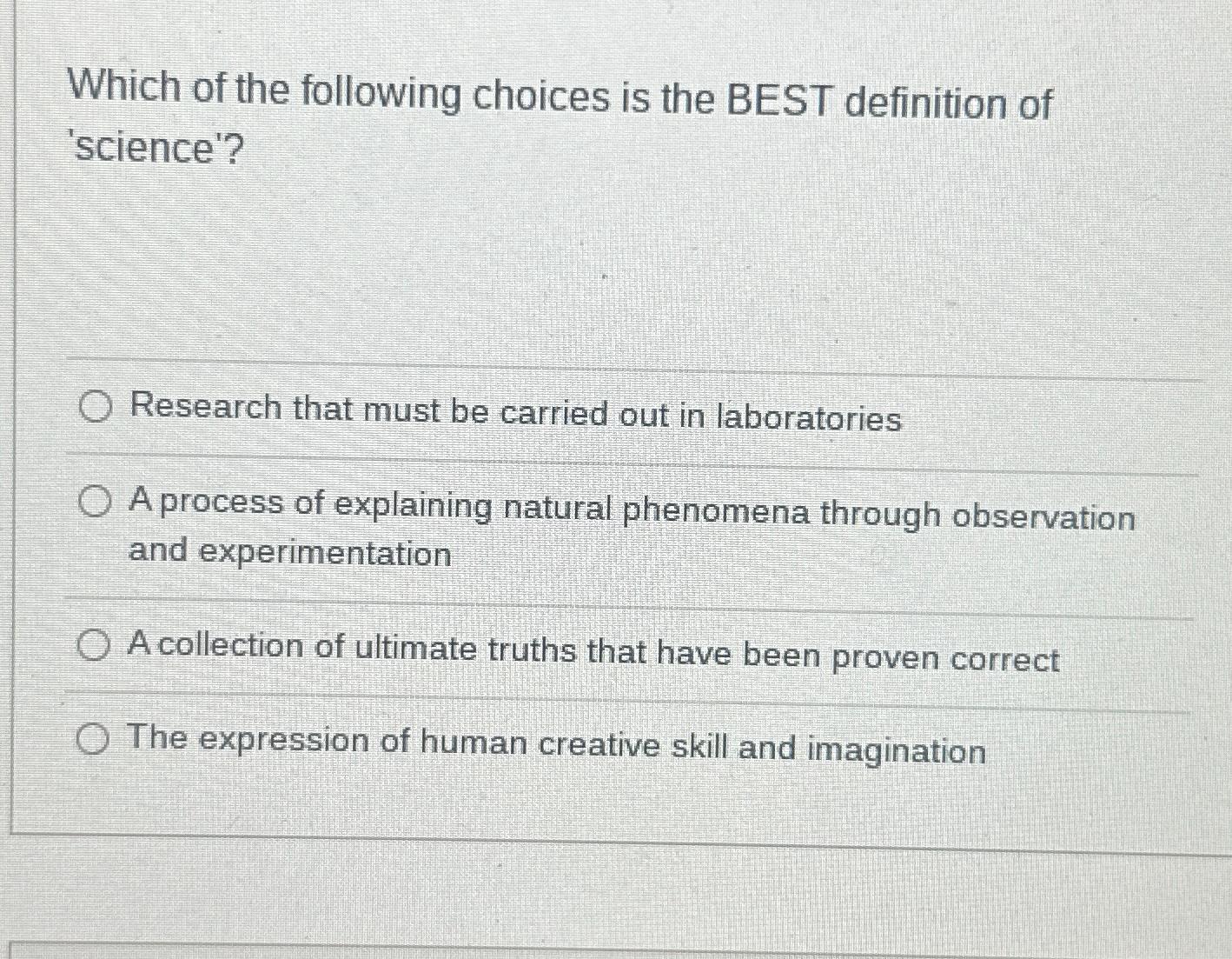 Solved Which of the following choices is the BEST definition | Chegg.com