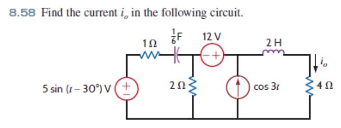 Solved 8.58 Find The Current Io In The Following Circuit. | Chegg.com