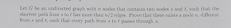 Solved Let G be an undirected graph with n nodes that | Chegg.com