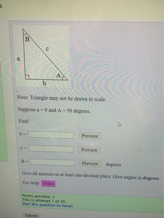 Solved 6 B A A B Note: Triangle May Not Be Drawn To Scale. | Chegg.com