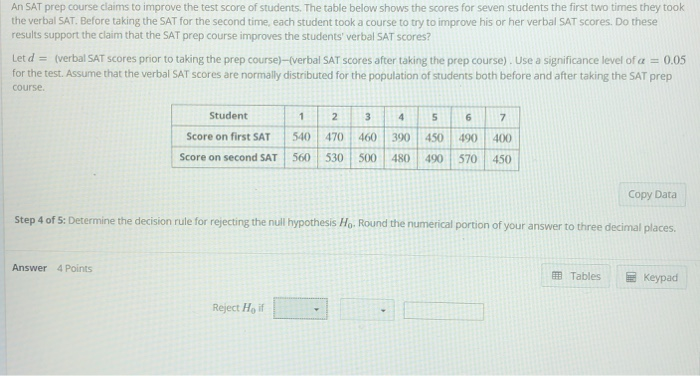 Solved An Sat Prep Course Claims To Improve The Test Score