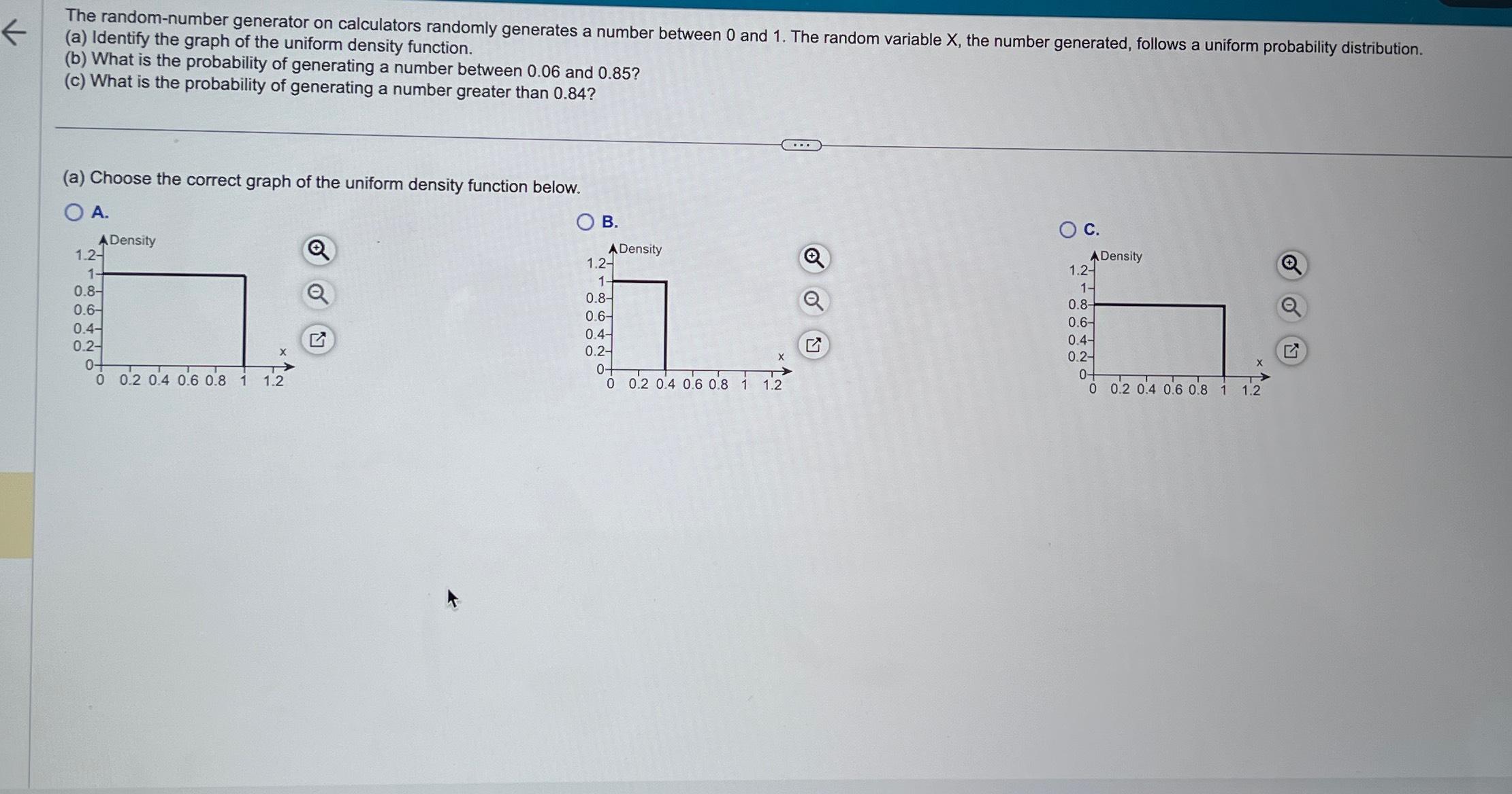 Solved (a) ﻿Identify the graph of the uniform density | Chegg.com