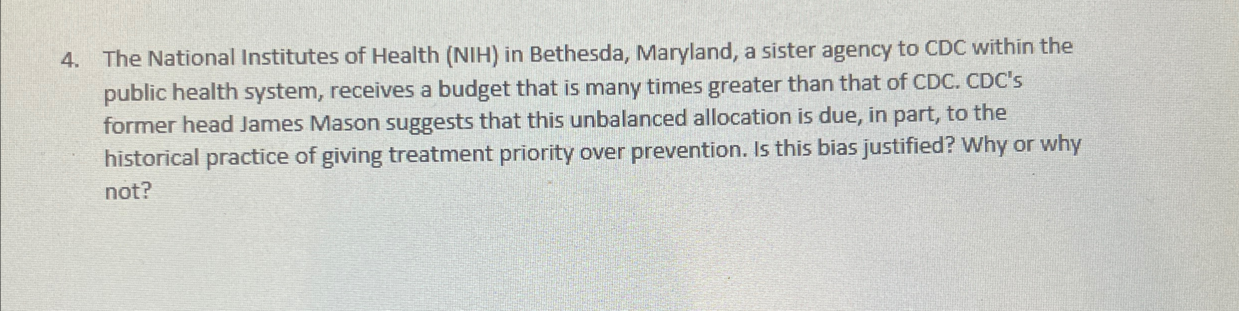 Solved The National Institutes of Health (NIH) ﻿in Bethesda, | Chegg.com