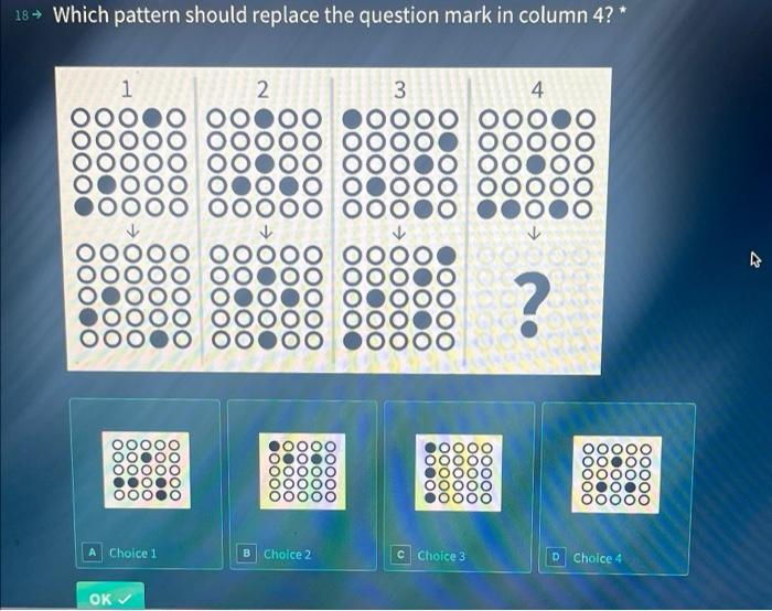 Solved 18→ Which pattern should replace the question mark in