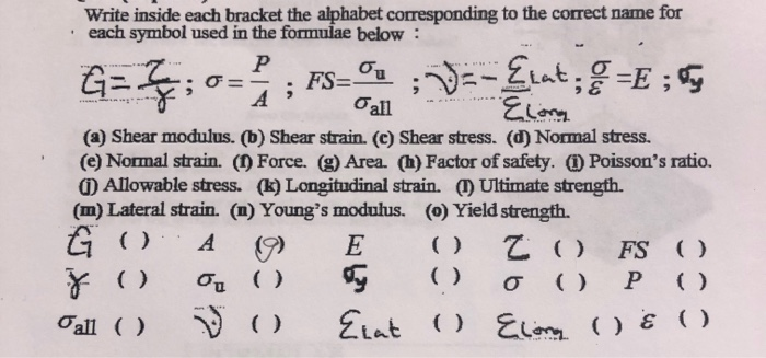 Solved Write Inside Each Bracket The Alphabet Corresponding Chegg Com